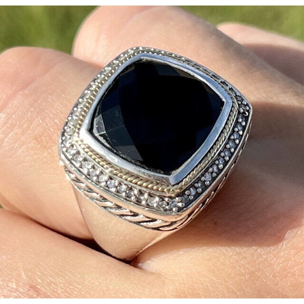 EFFY 18k Gold & Sterling silver Balissima Black Onyx and Diamonds Ring